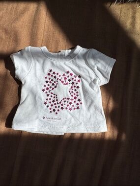 American Girl Doll White Tee with Pink Star Cluster w/ New York written on front